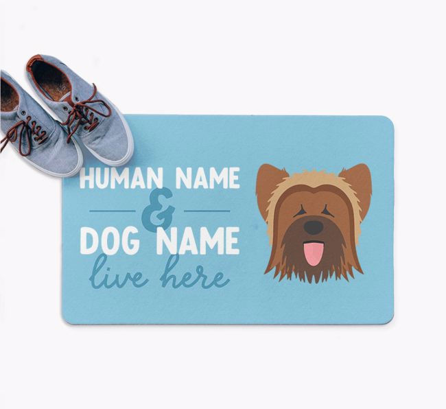 Human & Dog Live Here: Personalized {breedFullName} Doormat